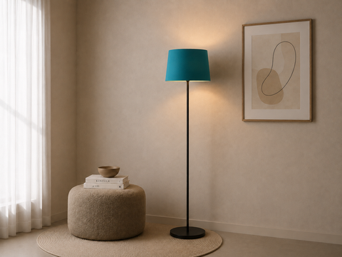 Modern Turqoise And Black Torchiere