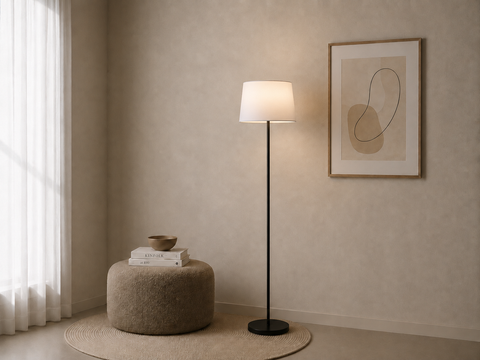 Modern White And Black Torchiere