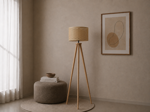 Modern Beige Tripod Floor Lamp