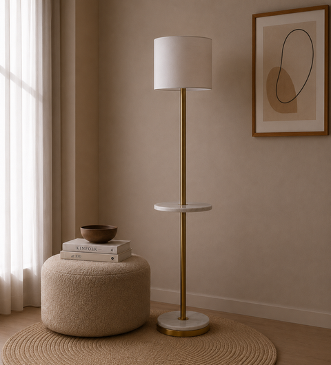Modern Glam White & Gold Functional Floor Lamp