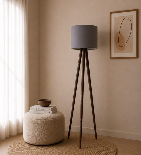 Boho Grey Tripod Floor Lamp