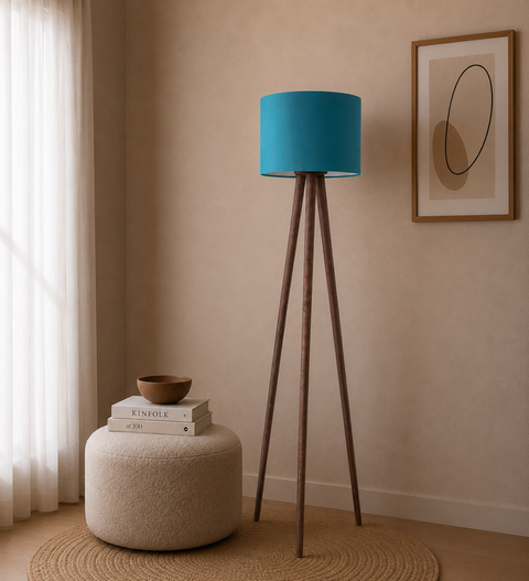 Boho Turquoise Tripod Floor Lamp