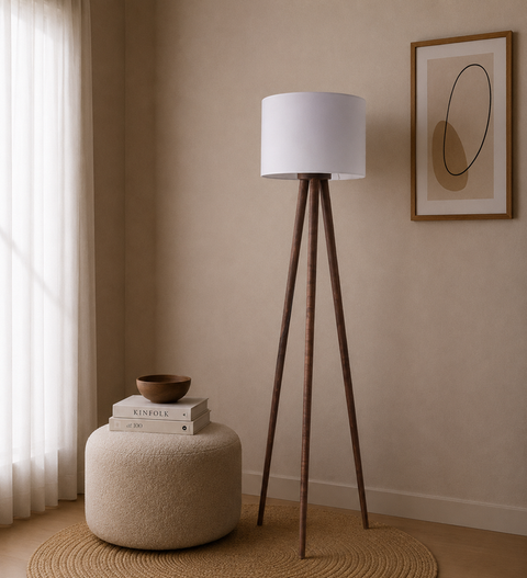 Boho White Tripod Floor Lamp