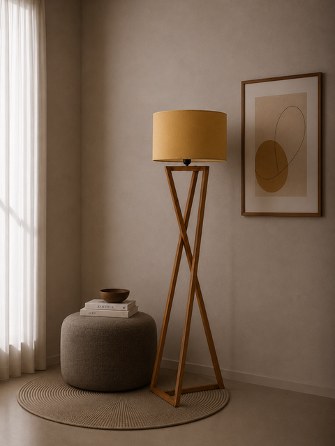 Stylish Orange & Biege Tripod Floor Lamp
