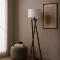 Stylish White & Biege Tripod Floor Lamp