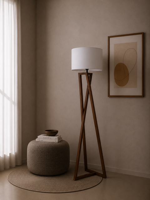 Stylish White & Biege Tripod Floor Lamp