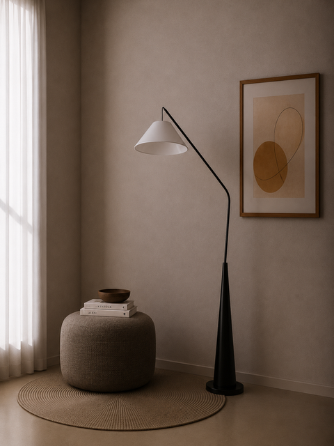 Industrial Black & White Floor Lamp
