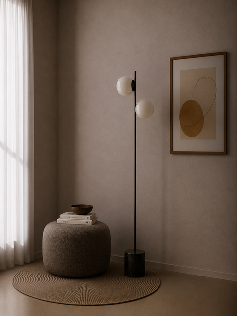 Elegant Black & White Floor Lamp