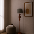 Modern Steel Copper Brown Floor Lamp with gray shade