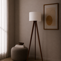 Wooden Brown Tripod Floor Lamp
