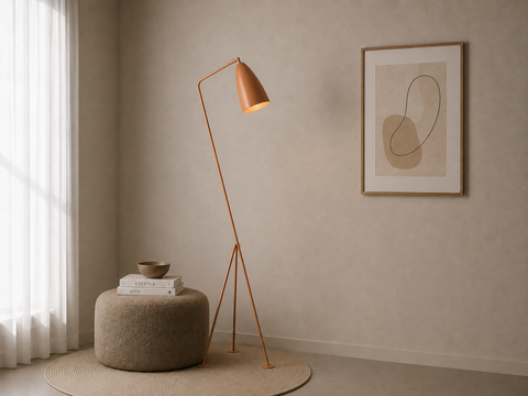 Modern Peach Tripod Floor Lamp