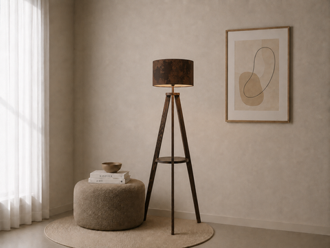 Modern Brown Tripod Floor Lamp