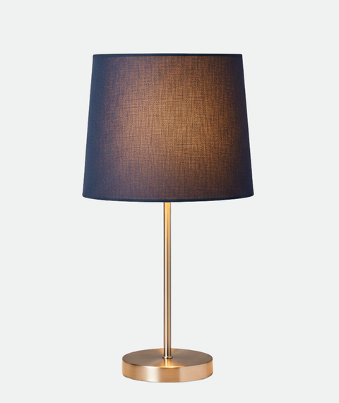 Modern Silver Table Lamp with Navy Shade