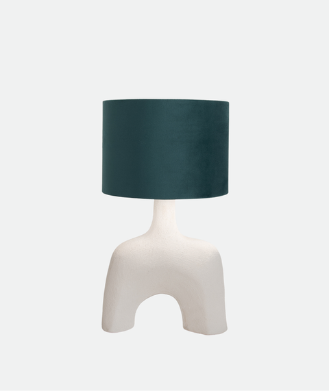 Sandy Pottery With Olive Shaded Table Lamp
