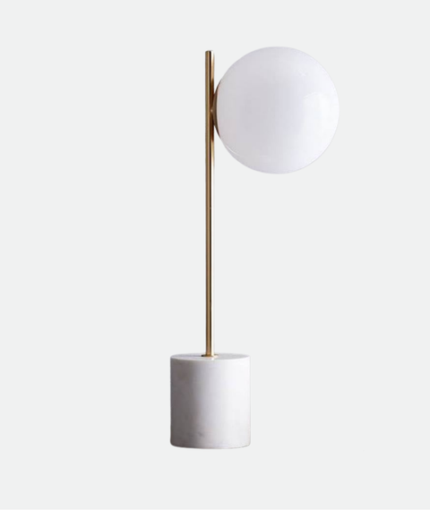 White Marble Table Lamp with Gold Accent