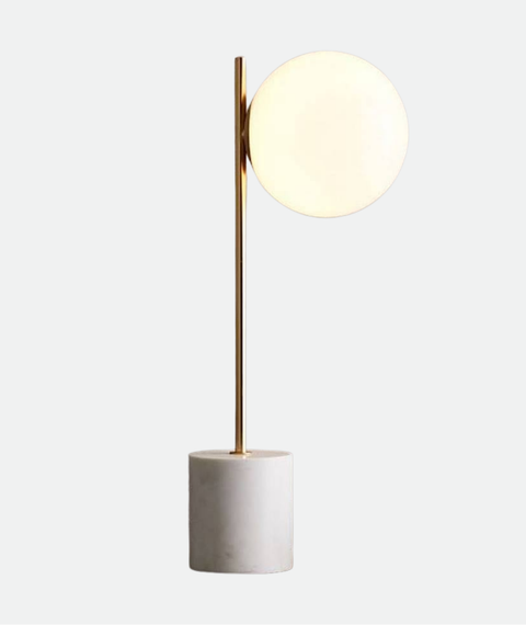 White Marble Table Lamp with Gold Accent