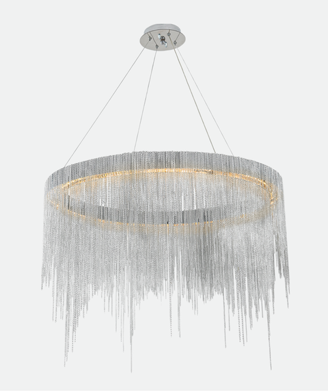 Contemporary Silver Chandelier with Chains
