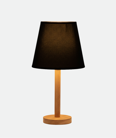 Stylish Black and Beige Wooden Table Lamp