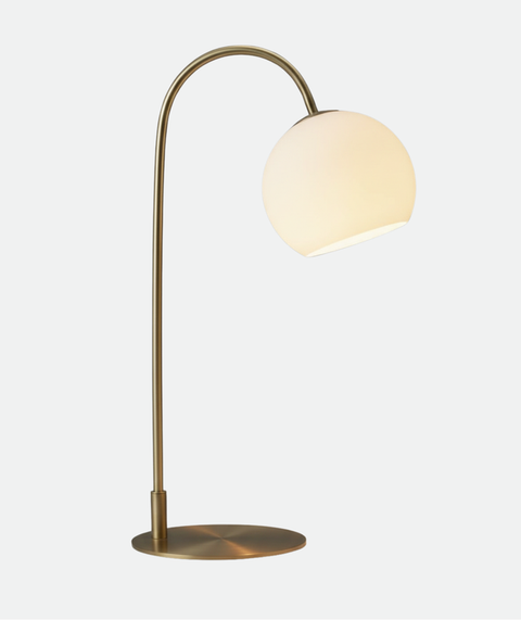 Sleek Curved Gold Table Lamp