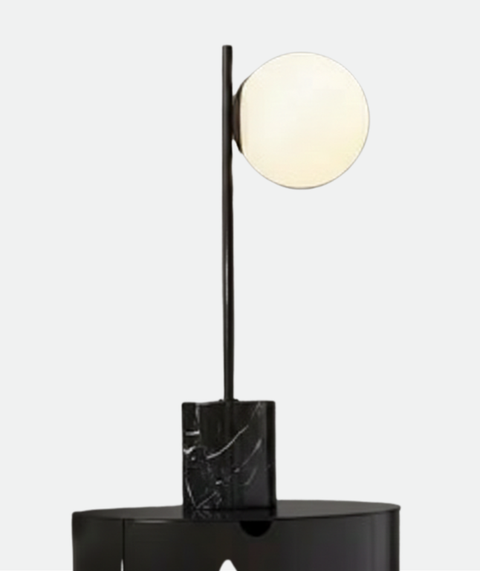 Cylindrical Marble Black Base Table Lamp