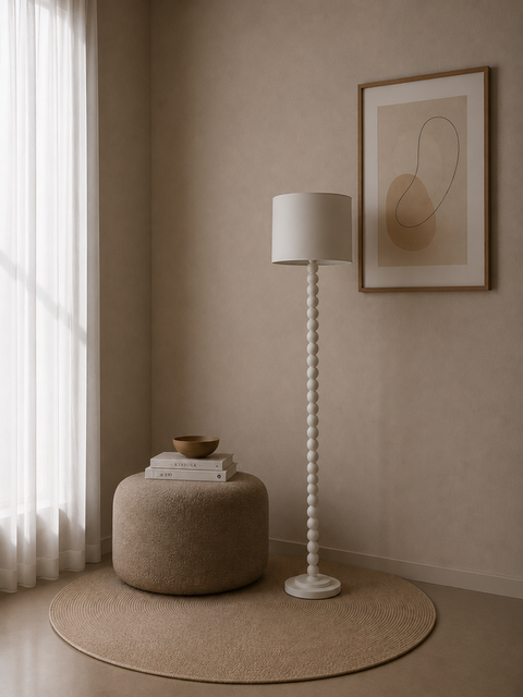 Stylish White Wooden Floor Lamp