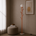 Modern Orange Floor Lamp with Hooks