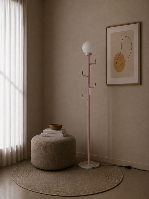 Modern Pink Floor Lamp With Hooks