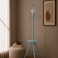 Baby Blue Wireframe Table & Floor Lamp