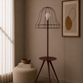 Burgandy Wireframe Table & Floor Lamp