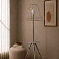 Grey Wireframe Table & Floor Lamp