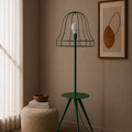 Green Wireframe Table & Floor Lamp