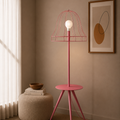 Pink Wireframe Table & Floor Lamp