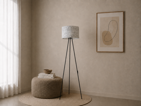 Modern Tripod Floor Lamp with Leather Shade