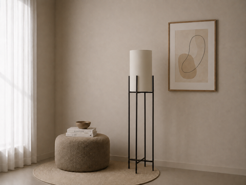 White Cotton Shade Floor Lamp