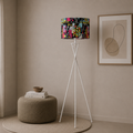 Printed Shade Tripod  Floor Lamp