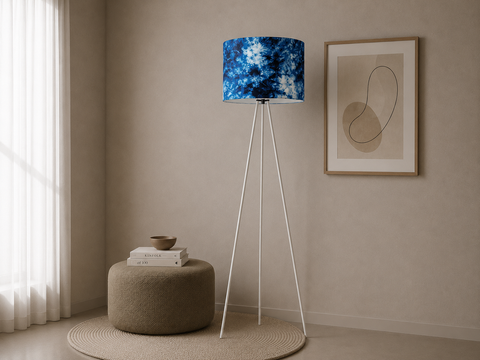 Printed Shade Tripod  Floor Lamp