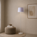 Modern White And Silver Torchiere