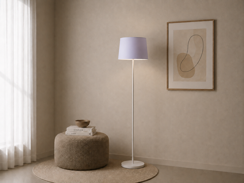 Modern White And Silver Torchiere