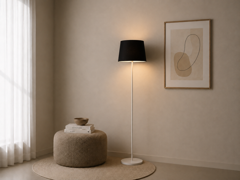 Modern White And Black Torchiere