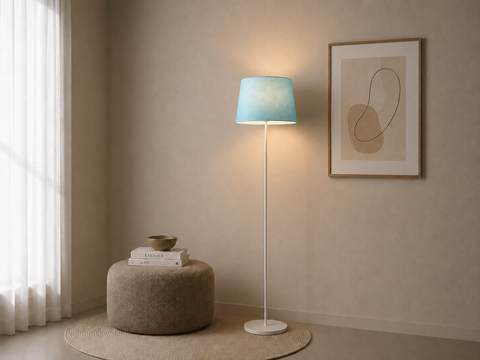 Modern White And Blue Torchiere
