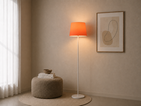 Modern White And Orange Torchiere
