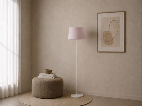 Modern White And  Powder Pink Torchiere
