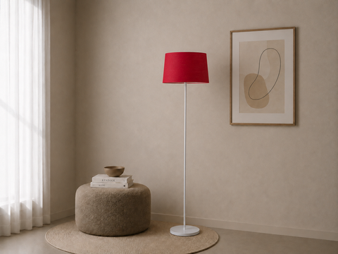 Modern White And Red Torchiere