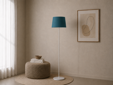 Modern White And Turqoise Torchiere