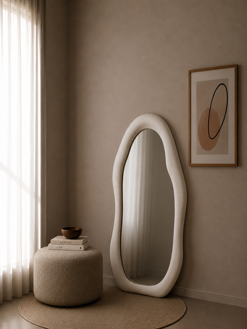 Modern White Fiber Glass Mirror