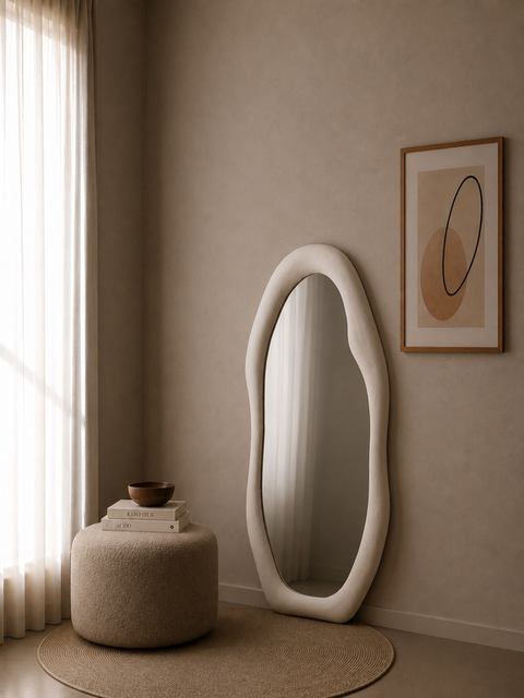 Modern White Fiber Glass Mirror