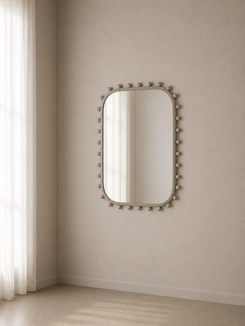Rectangular Metal Beaded Wall Mirror