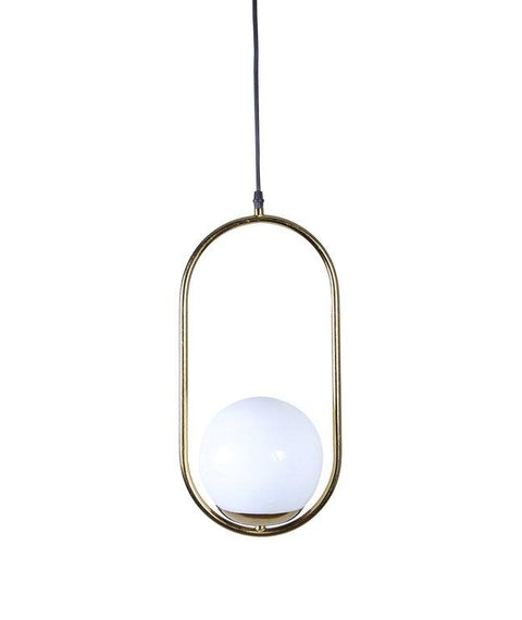 Modern Accent Pendant Light â€“ Gold Oval & Opal Glass Globe
