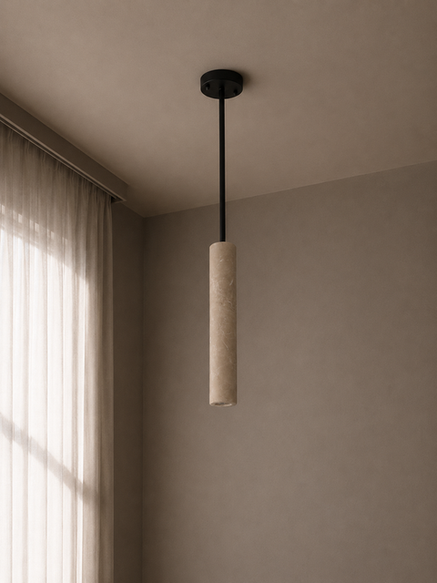 Modern Cylindrical Marble Pendant Light