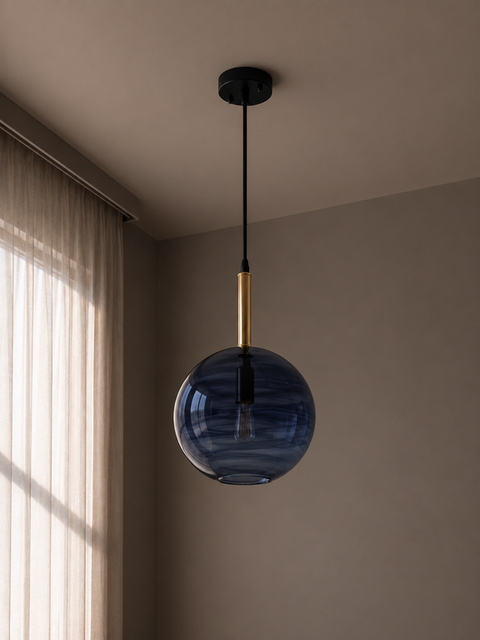 Modern Smoky Glass Globe Pendant Light